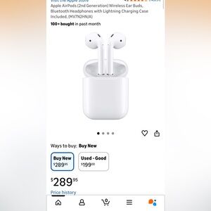 Wireless White 2nd generation Apple Airpods with Charging Case